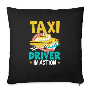 Chauffeur de taxi en action Chauffeur de taxi Chauffeur de taxi Cabbie - Housse de coussin décorative 45 x 45 cm - noir - Devant