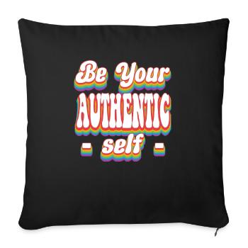 Soyez votre moi authentique - Pride Rainbow LGBTQ+ - Housse de coussin décorative 45 x 45 cm - noir - Devant
