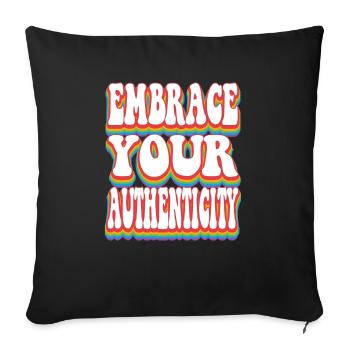 Authenticité - Pride Rainbow LGBTQ+ - Housse de coussin décorative 45 x 45 cm - noir - Devant
