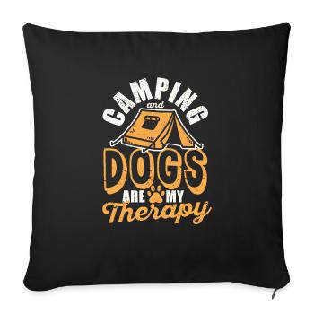 Camping and dogs are my therapy Camp RV Camp - Sofa pillowcase 17,3'' x 17,3'' (45 x 45 cm) - black - Front