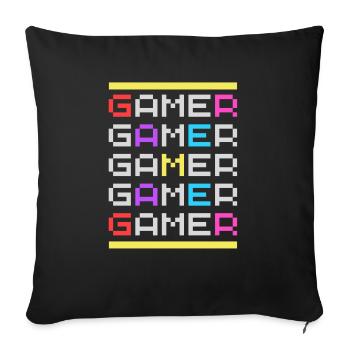 Gamer times Five with 80's vibe - Sofa pillowcase 17,3'' x 17,3'' (45 x 45 cm) - black - Front