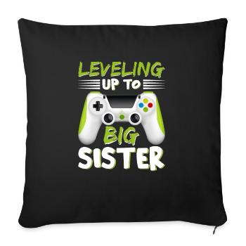 Leveled Up To Big Sister - Sofa pillowcase 17,3'' x 17,3'' (45 x 45 cm) - black - Front