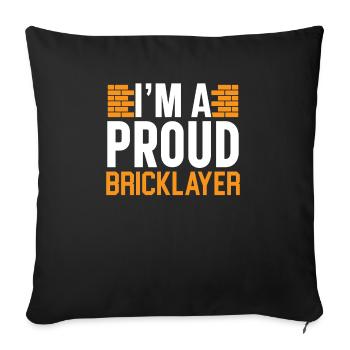 Briques Briques Ouvrier de la construction Briqueteur-maçon - Housse de coussin décorative 45 x 45 cm - noir - Devant