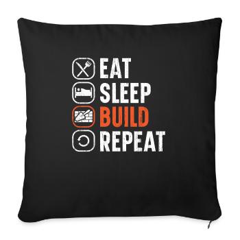 Eat Sleep Build Repeat Construction Bricklayer - Sofa pillowcase 17,3'' x 17,3'' (45 x 45 cm) - black - Front
