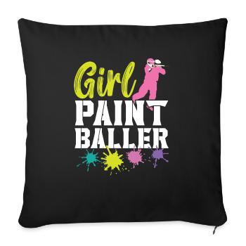 Girl Paintballer Paintball Player Paintballer - Sofa pillowcase 17,3'' x 17,3'' (45 x 45 cm) - black - Front