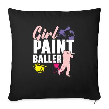 Girl Paintballer Paintball Player Paintballer - Sofa pillowcase 17,3'' x 17,3'' (45 x 45 cm) - black - Front