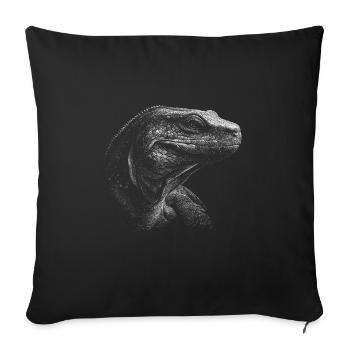 Lézard Varan Dragon de Komodo - Housse de coussin décorative 45 x 45 cm - noir - Devant