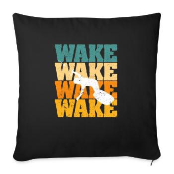 Retro Wakeboard Vintage Wake Boarding Sports nautiques - Housse de coussin décorative 45 x 45 cm - noir - Devant