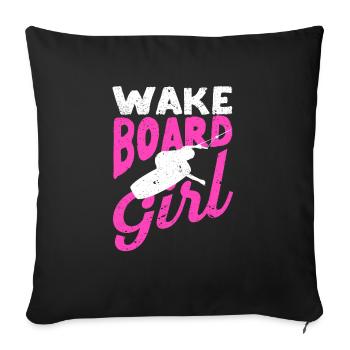 Wakeboard Fille Wakeboard Vintage Funny Wake - Housse de coussin décorative 45 x 45 cm - noir - Devant