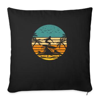 Vintage Surfer Retro Surfing Beach Lovers Surf - Sofa pillowcase 17,3'' x 17,3'' (45 x 45 cm) - black - Front
