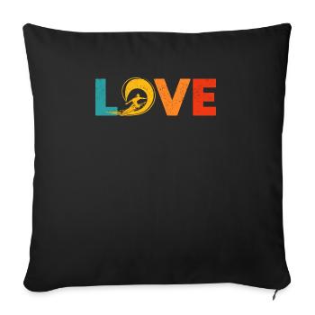 J’adore le surf drôle de wakeboard surfeur sports nautiques - Housse de coussin décorative 45 x 45 cm - noir - Devant