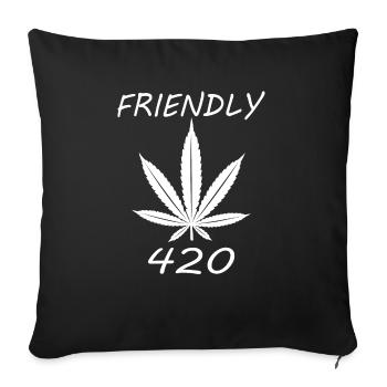 MARIHUANA SMOKE 420 CANNABIS WEED HANF DESIGN - Sofakissenbezug 45 x 45 cm - Schwarz - Vorne