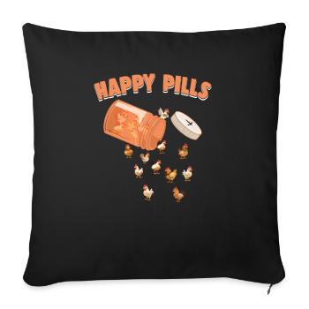 Happy Pills Poulet Drôle drôle d’amoureux des animaux de ferme Humour - Housse de coussin décorative 45 x 45 cm - noir - Devant