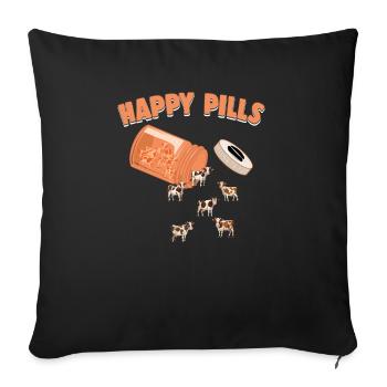 Happy Pills Cow Funny Farm Animal Lovers Humour - Housse de coussin décorative 45 x 45 cm - noir - Devant