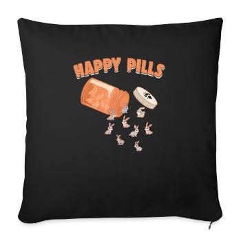 Happy Pills Lapin Drôle drôle Farm Animal Lovers Humour - Housse de coussin décorative 45 x 45 cm - noir - Devant