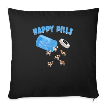 Pilules heureuses Animal de ferme Drôle drôle d’amoureux des vaches Humour - Housse de coussin décorative 45 x 45 cm - noir - Devant