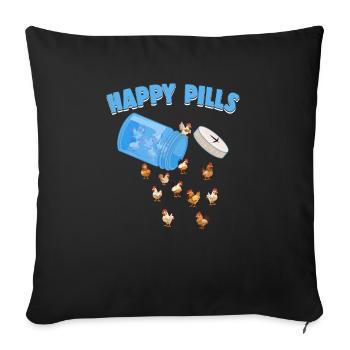 Happy Pills Animal de ferme Drôle d’amoureux de poulet Humour - Housse de coussin décorative 45 x 45 cm - noir - Devant