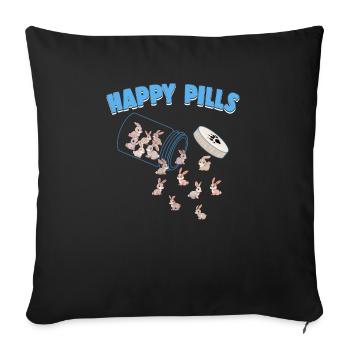 Pilules heureuses Animal de ferme Drôle drôle d’amoureux du lapin Humour - Housse de coussin décorative 45 x 45 cm - noir - Devant