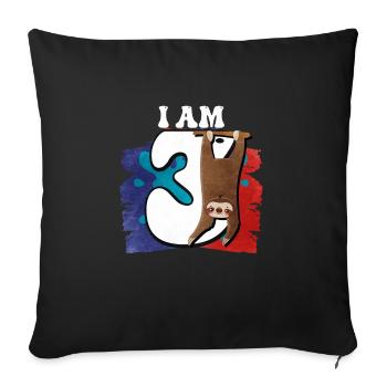 I am 3 sloth - Sofa pillowcase 17,3'' x 17,3'' (45 x 45 cm) - black - Front
