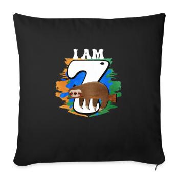 I am 7 sloth - Sofa pillowcase 17,3'' x 17,3'' (45 x 45 cm) - black - Front