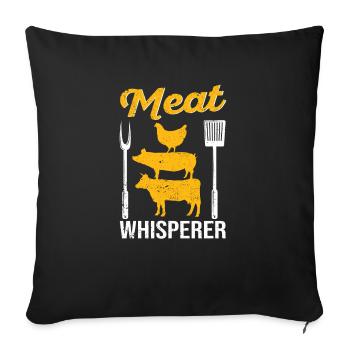Meat Whisperer Drôle de BBQ Chef Griller Boucher - Housse de coussin décorative 45 x 45 cm - noir - Devant