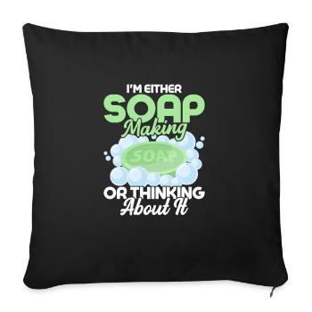Je fais du savon ou j’y pense soapma - Housse de coussin décorative 45 x 45 cm - noir - Devant