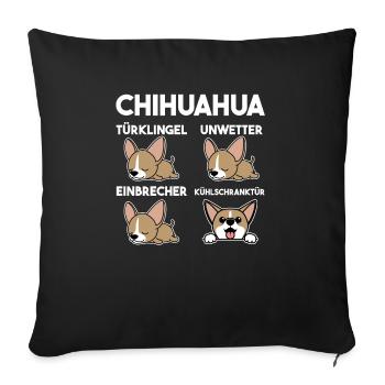 Hund Chihuahua - Sofakissenbezug 45 x 45 cm - Schwarz - Vorne