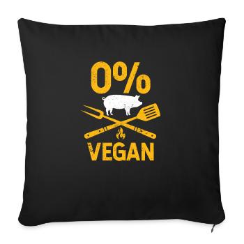 0% Veganer Lustige Fleischesser Raucher Grillchef - Sofakissenbezug 45 x 45 cm - Schwarz - Vorne