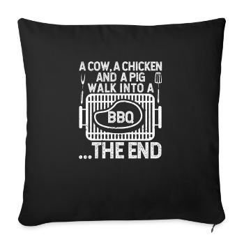 A cow, a chicken and a pig go into a - Sofa pillowcase 17,3'' x 17,3'' (45 x 45 cm) - black - Front