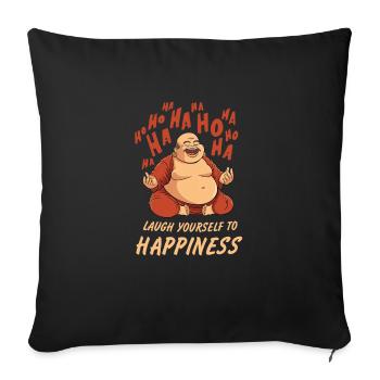 Laughing Meditation Buddha Design for Laughter Yoga - Sofa pillowcase 17,3'' x 17,3'' (45 x 45 cm) - black - Front