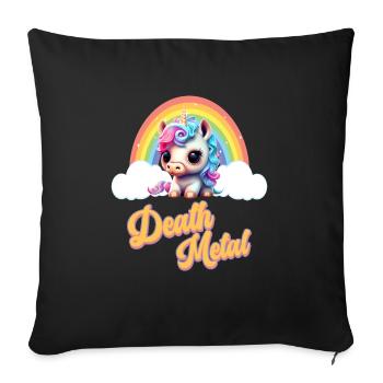 Funny unicorn with rainbow and saying - Sofa pillowcase 17,3'' x 17,3'' (45 x 45 cm) - black - Front