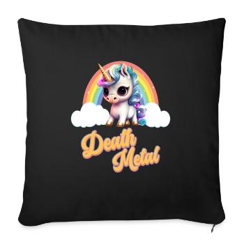 Funny Unicorn with Rainbow Death Metal - Sofa pillowcase 17,3'' x 17,3'' (45 x 45 cm) - black - Front