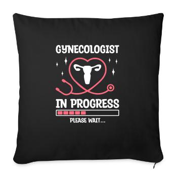 Gynecologist In Progress Please Wait Gynecology - Sofa pillowcase 17,3'' x 17,3'' (45 x 45 cm) - black - Front