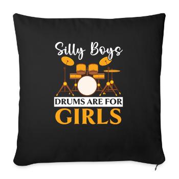 Batteur Instrument de musique Musicien Joueur de batterie - Housse de coussin décorative 45 x 45 cm - noir - Devant