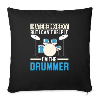 Batteur Instrument de musique Musicien Joueur de batterie - Housse de coussin décorative 45 x 45 cm - noir - Devant
