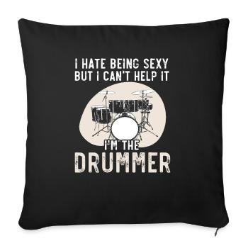 Batteur Instrument de musique Musicien Joueur de batterie - Housse de coussin décorative 45 x 45 cm - noir - Devant