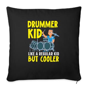 Batteur Instrument de musique Musicien Joueur de batterie - Housse de coussin décorative 45 x 45 cm - noir - Devant
