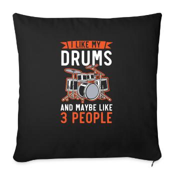 Batteur Instrument de musique Musicien Joueur de batterie - Housse de coussin décorative 45 x 45 cm - noir - Devant