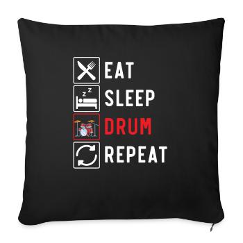 Batteur Instrument de musique Musicien Joueur de batterie - Housse de coussin décorative 45 x 45 cm - noir - Devant