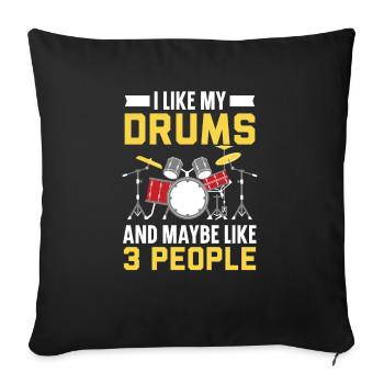 Batteur Instrument de musique Musicien Joueur de batterie - Housse de coussin décorative 45 x 45 cm - noir - Devant