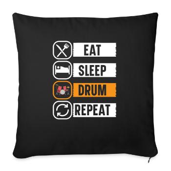 Batteur Instrument de musique Musicien Joueur de batterie - Housse de coussin décorative 45 x 45 cm - noir - Devant