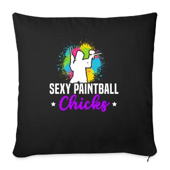 Paintball Paint Gun Paintball Player Paintballer - Sofa pillowcase 17,3'' x 17,3'' (45 x 45 cm) - black - Front