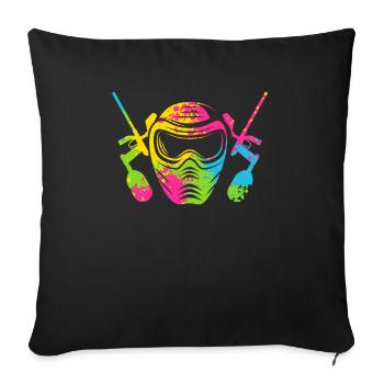 Paintball Paint Gun Paintball Player Paintballer - Sofa pillowcase 17,3'' x 17,3'' (45 x 45 cm) - black - Front