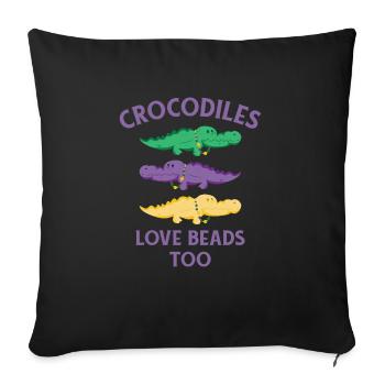 Mardi Gras Carnival Crocodile Beads Wildlife - Sofa pillowcase 17,3'' x 17,3'' (45 x 45 cm) - black - Front