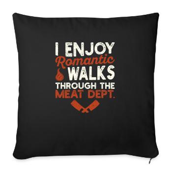 J’aime les promenades romantiques Fun BBQ - Housse de coussin décorative 45 x 45 cm - noir - Devant