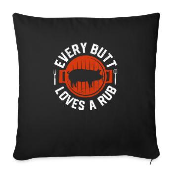 Chaque fesse aime un frottement Fumer de la viande Fumoir BBQ - Housse de coussin décorative 45 x 45 cm - noir - Devant