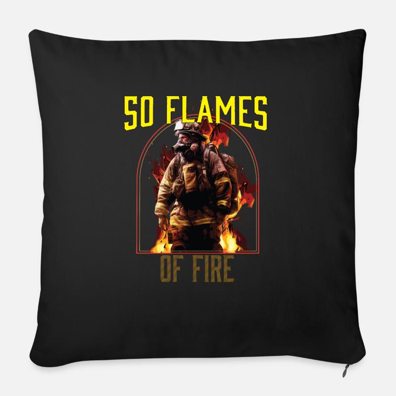 50 Flames Of Fire Fireman Firefighting Firefighter - Sofa pillowcase 17,3'' x 17,3'' (45 x 45 cm) - black