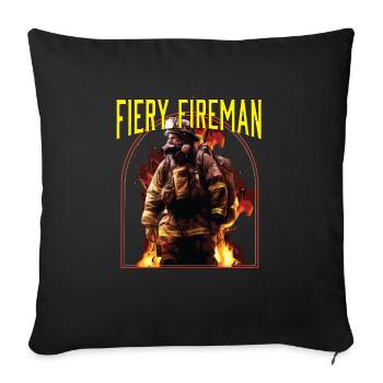 Pompier pompier Pompier Pompier Pompier - Housse de coussin décorative 45 x 45 cm - noir - Devant