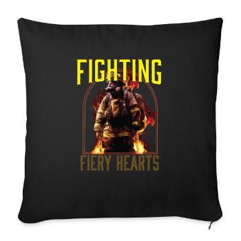 Combattre les cœurs de feu Sauvetage incendie Lutte contre l’incendie - Housse de coussin décorative 45 x 45 cm - noir - Devant