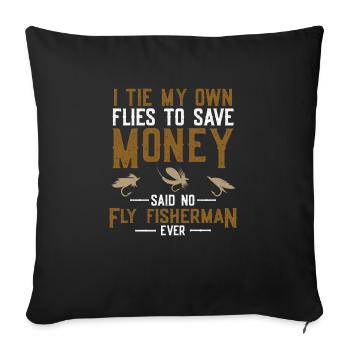 Fliegenfischer-design Für - Sofa pillowcase 17,3'' x 17,3'' (45 x 45 cm) - black - Front